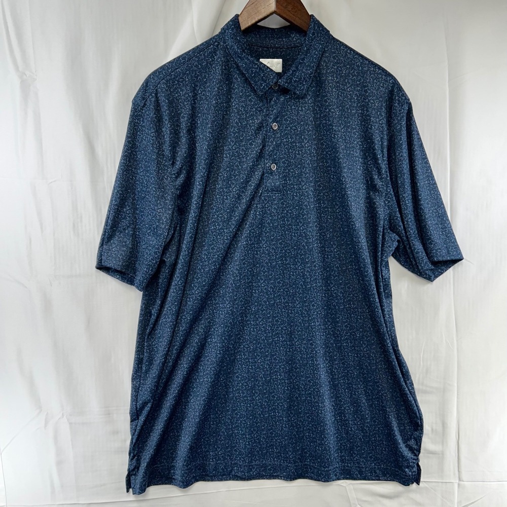 Greg Norman Polo Shirt Mens XL Navy Blue Abstract ML75 Play Dry Short Sleeve